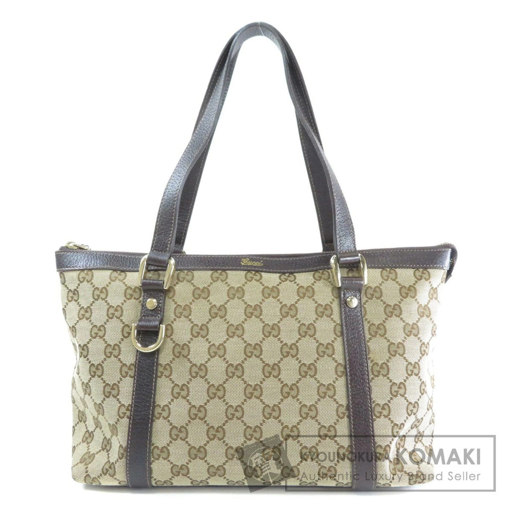 Gucci GG Canvas Abbey Tote bag brown leather prominent D ring